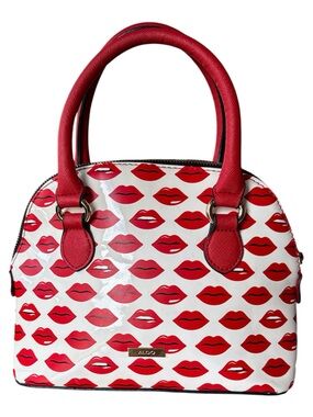 ALDO White and Red Lips Print Handheld Bag Used